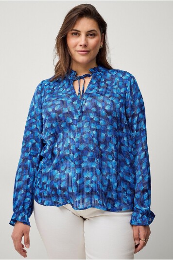 Zizzi - Bluse mLucy L/S Blouse - Blå
