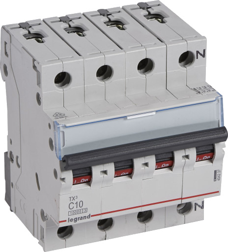 Legrand TX³ MCB automatsikring C10 3P+N 4M 10/10KA