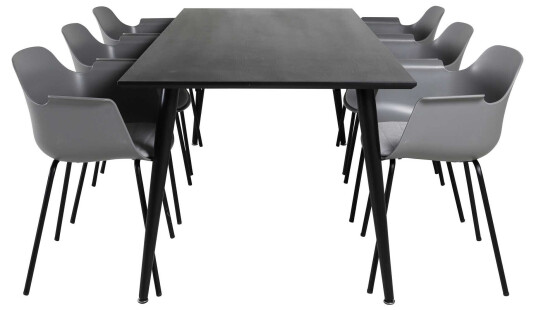 Venture Design Dipp & Comfort spisegruppe Svart/grå 6 st stoler & bord 180 x 90 cm
