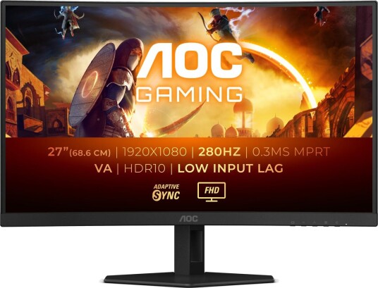 AOC C27G4ZXE 27" Buet Gaming Skjerm Full HD 1920x1080 280Hz Svart AOC C27G4ZXE 27" Buet Gaming Skjerm Full HD 1920x1080 280Hz Svart