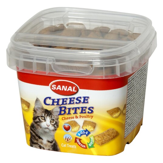 Sanal Katt Biter med Ost 75g - Crunchy Godbit med Taurin