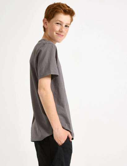 Lindex T Shirt Regular Solid Grey 128