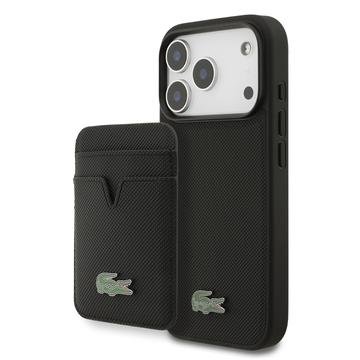 Lacoste iPhone 17 Pro Iconic Petit Pique MagSafe deksel og magnetisk kortholder Svart Lacoste iPhone 17 Pro Iconic Petit Pique MagSafe deksel og magnetisk kortholder Svart