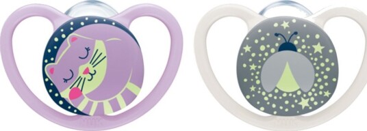 Nuk Space Night Smokk I Silikon 0-6 mnd 2 pk