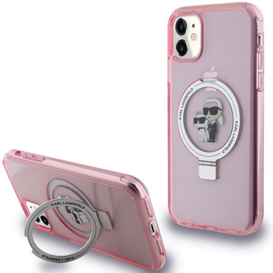 Karl Lagerfeld Hardcase med Ringstativ til iPhone 11/XR 6,1" Rosa MagSafe