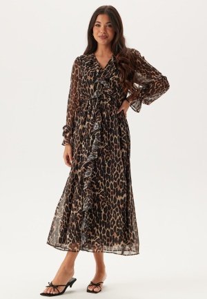 BUBBLEROOM Flounce Midi Dress Leopard XL BUBBLEROOM Flounce Midi Dress Leopard XL