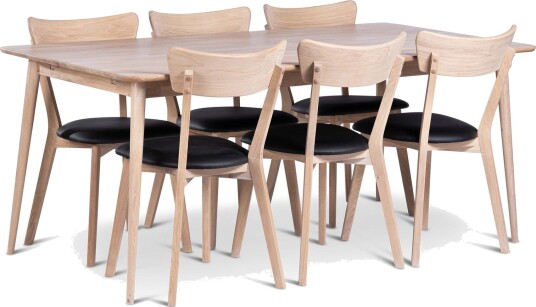 Odense Spisegruppe 180 cm med 6 Eksjø Stoler i heltre Natur Odense Spisegruppe 180 cm med 6 Eksjø Stoler i heltre Natur