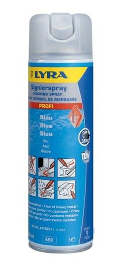 Lyra Markeringsspray Blå - 500 Ml. (4180) - Un 1950 Aerosoler, Brandfarlige 2.1.