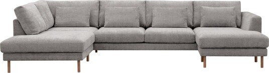 Florenz 4 seters Venstrevendt U formet Sofa med Divan og Sjeselong i Chenille   Lys grå