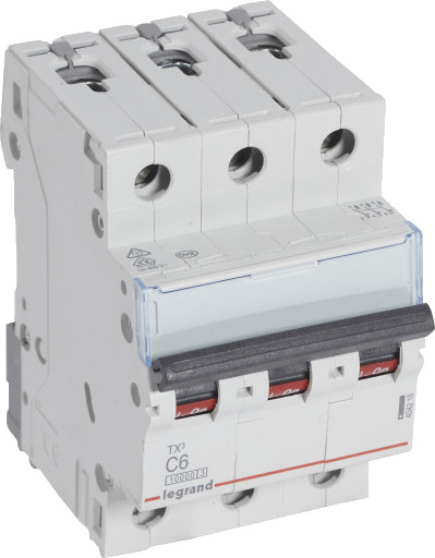 Legrand TX³ MCB automatsikring C6 3P 3M 10/10kA Legrand TX³ MCB automatsikring C6 3P 3M 10/10kA