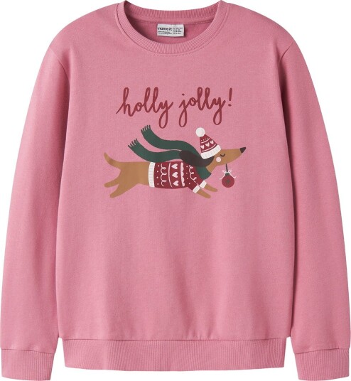 Name It Collegegenser   NkfVertrud   Wild Rose/Holly Jolly   Name It   6 år (116)   Collegegenser   Rosa