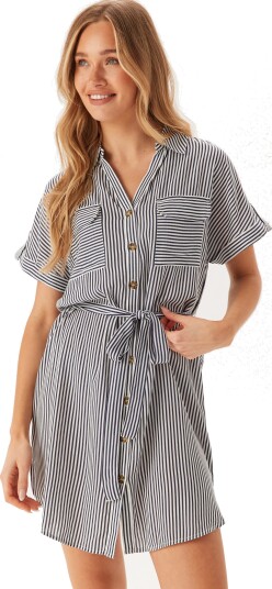 VERO MODA Vmbumpy Ss Short Shirt Dress India Ink Stripes:snow White XL