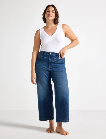 Lindex Wide Jeans With High Waist   Blue   36
