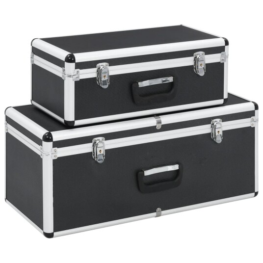 Oppbevaringskasser 2 stk svart aluminium Oppbevaringskasser 2 stk svart aluminium