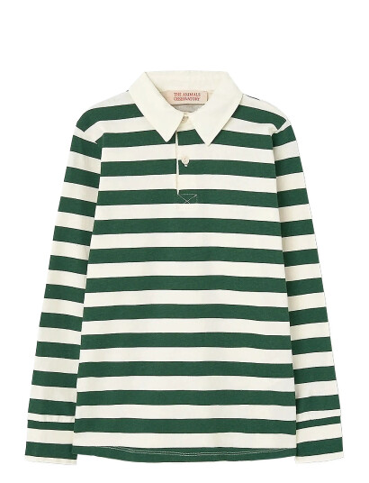 THE ANIMALS OBSERVATORY Stripes Freen Eel Polo Shirt - Green - 4 Y