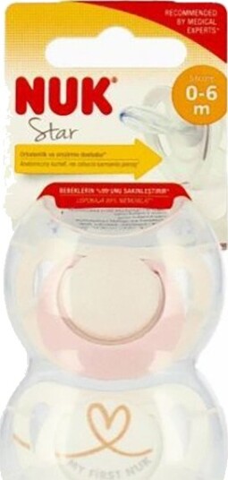 Nuk Star Smokk Silikon 0-6 mnd 2 Stk Rosa/Hvit