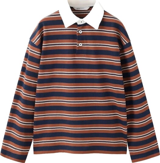 Mango Relaxed-Fit Striped Polo Shirt - RUST - COPPER - 140