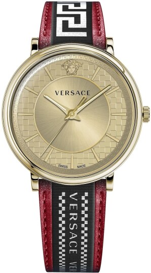Versace Herreklokke VE5A02021 V Circle Gullfarget/Lær Ø42 mm Versace Herreklokke VE5A02021 V Circle Gullfarget/Lær Ø42 mm