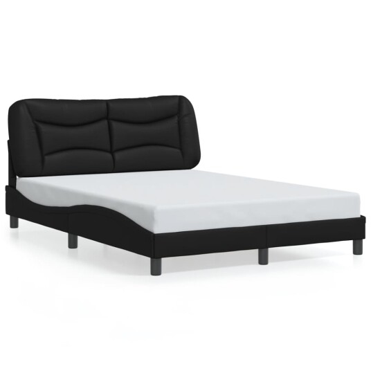 Sengeramme med LED-lys svart 140x190 cm kunstig lær 8721012356429