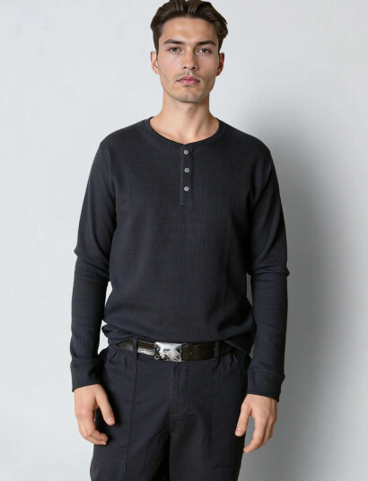 Clean Cut Copenhagen Cal L/S Grandad - Navy - S