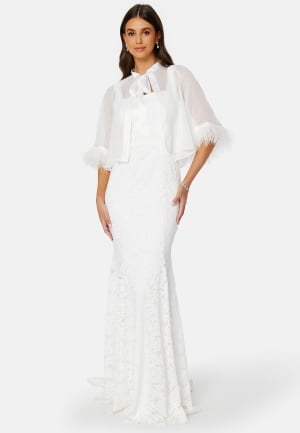 Bubbleroom Occasion Marilyn Faux Feather Cover up White S/M