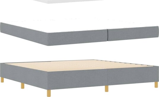 Sengeboks med madrass og benk lys grå 200x200 cm stoff