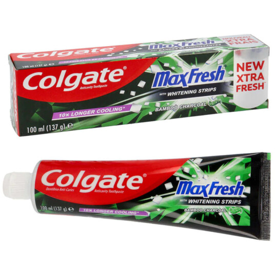Colgate MaxFresh Tannkrem Whitening Strips Bamboo Charcoal 100 ml