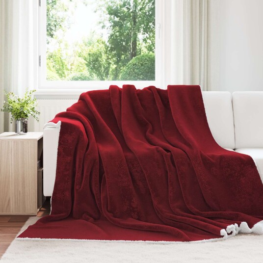vidaXL Kastteppe Bordeaux Rød 240 x 270 cm Fleece