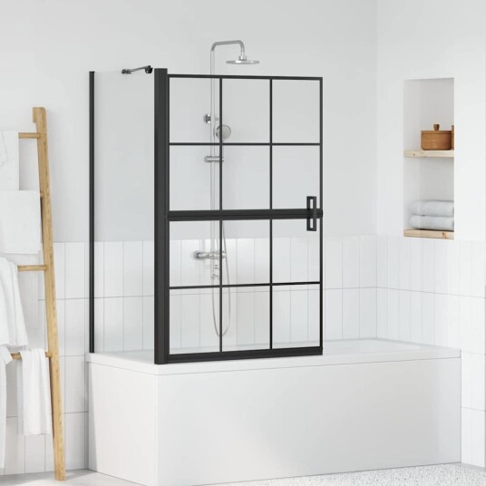 Bade dusjvegg Svart og gjennomsiktig 116 x 68 x 128 cm