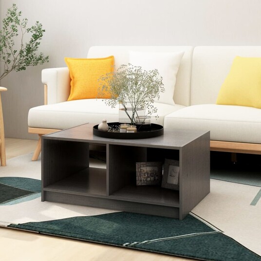 vidaXL Salongbord 75x50x33,5 cm heltre furu grå