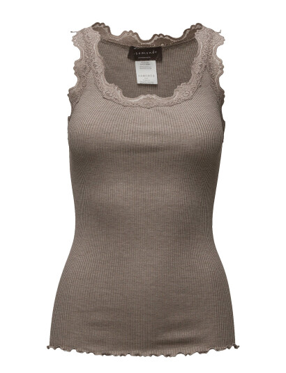 Rosemunde Rwbabette Silk Sl U-Neck Long Lace - Brown - S