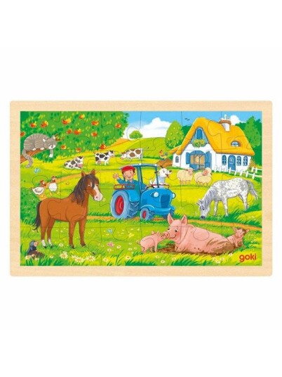 Goki Wooden Puzzle Farm 24 Pcs. Tre Goki Wooden Puzzle Farm 24 Pcs. Tre