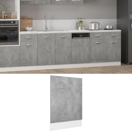 Oppvaskmaskinspanel betonggrå 45x3x67 cm konstruert tre