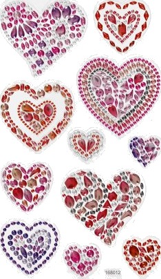 Diverse Klistremerker Hjerter 10x16 cm - Diamantmotiver til Papirhobby