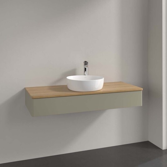 Villeroy & Boch Antao Servantskap med 1 skuff 120x50x19 cm u/lys Steingrå/Eik Villeroy & Boch Antao Servantskap med 1 skuff 120x50x19 cm u/lys Steingrå/Eik