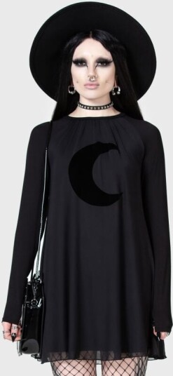 KIHILIST by KILLSTAR   Goth Kort kjole   Lunar Apex Raglan Dress   XS til XXL   Damer   svart