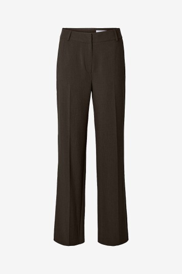 Selected FEMME Bukser slfRita MW Wide Pant Mel Brun