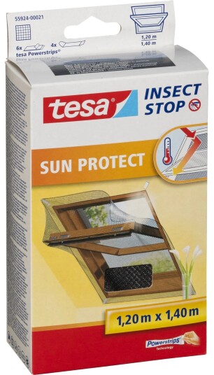 Tesa 55924 Myggnett til vindu - 1,2x1,4 m, UV-beskyttelse - Svart Tesa 55924 Myggnett til vindu - 1,2x1,4 m, UV-beskyttelse - Svart