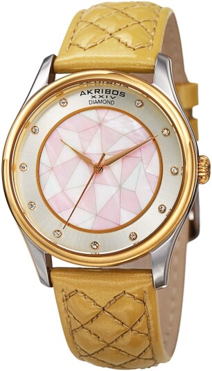 Akribos XXIV Dameklokke AK925GLD Diamond Flerfarget/Lær Ø37 mm Akribos XXIV Dameklokke AK925GLD Diamond Flerfarget/Lær Ø37 mm
