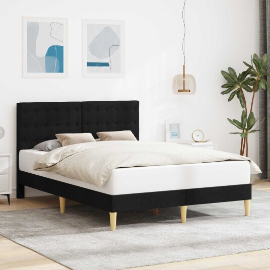 Sengestamme med hodegjerde Svart 120 x 190 cm Stoff