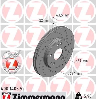 Bremseskive ZIMMERMANN 400.1405.52