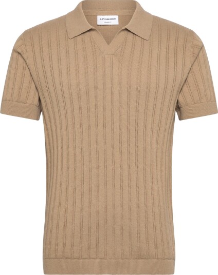 Lindbergh Knitted S/S V Neck Polo   Beige   XXL