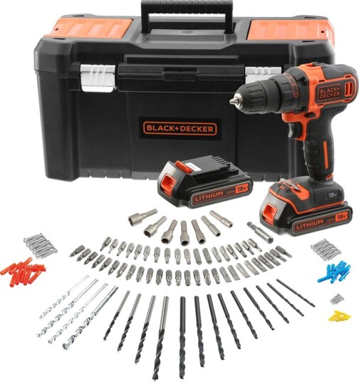 Black+Decker Drill-/Skrumaskin BCK186D2KA 2x18v Batterier 120 Deler