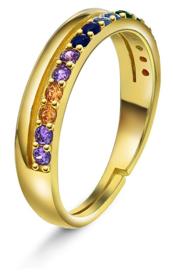 Pan Jewelry Austin ring i 925 forgylt sølv med farget zirkonia størrelse 52