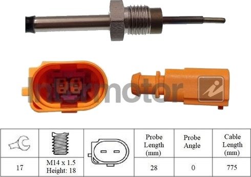 Sensor, eksostemperatur INTERMOTOR 27144