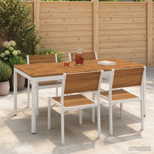 vidaXL Hage middagsbord Naturlig og Hvit 147 x 88,5 x 75 cm vidaXL Hage middagsbord Naturlig og Hvit 147 x 88,5 x 75 cm