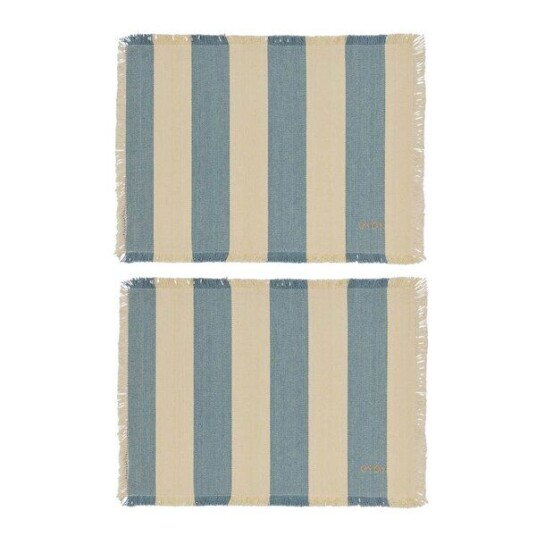 OYOY Toppu bordbrikke 48x36 cm 2 stk blue/offwhite