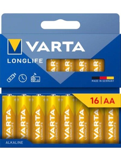 Varta Longlife Power AA-batterier 16-pakning - Gul