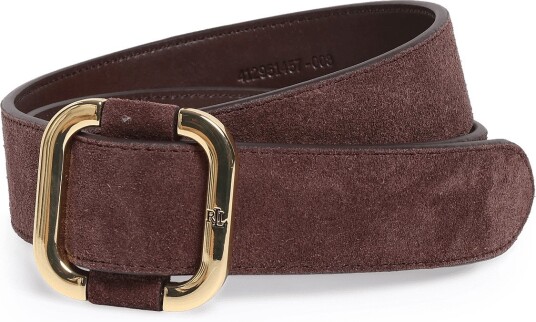 Lauren Ralph Lauren Slide-Buckle Suede Belt - Brown - M