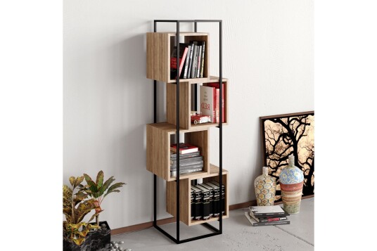 Bokhylle Flaxholme 52 cm   Valnøtt|Svart